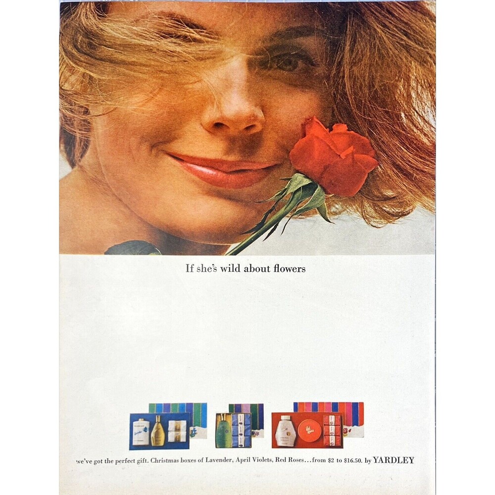 Yardley "If she's wild about flowers, we've got the perfect gift" Print Ad 1963